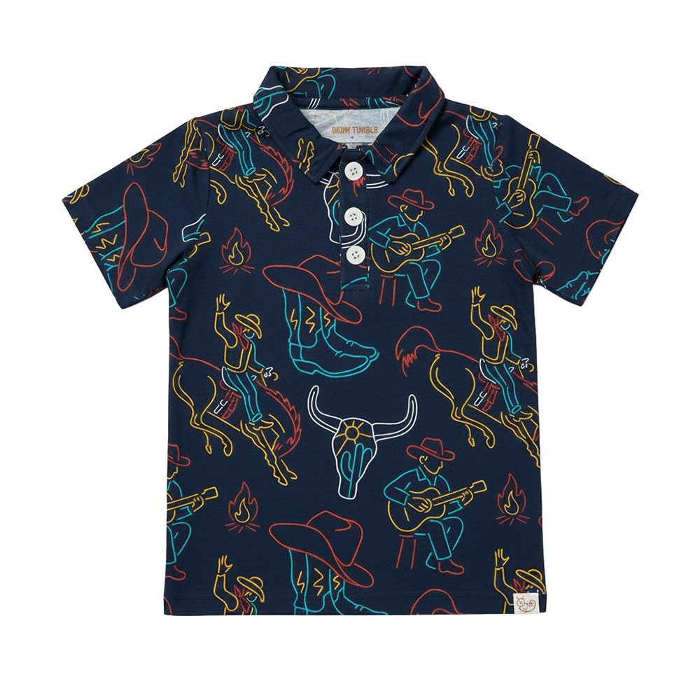 Neon Cowboy Bamboo Polo