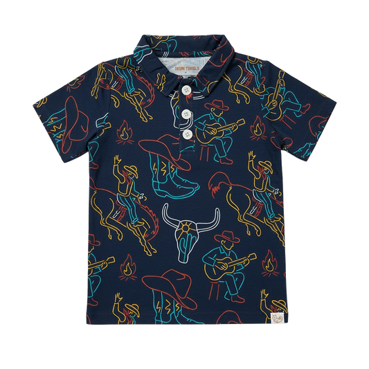 Neon Cowboy Bamboo Polo